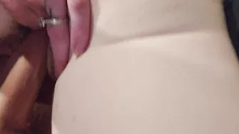 Wife fingers herself while getting fucked POV