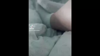 Comfy Toe Wiggle In White Socks In Bed