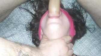 Submissive milf tied up & gets throat fucked