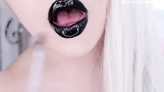 ASMR LIPS FETISH *black glossy lips* | ASMR Amy B (mouth sounds, wet sounds, saliva sounds)