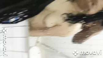 Asian slut fucking in the shower gives her screaming orgasm