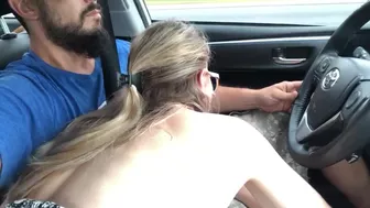 road-head road-trip car-blowjob driving close-up close-up-blowjob quickie quickie-blowjob 