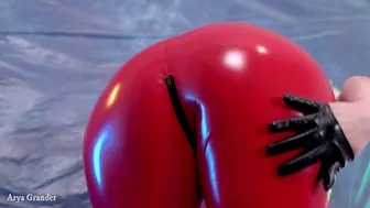 Hot PVC teasing, fetish beautiful video. Mistress Arya Grander in red vinyl clothing.