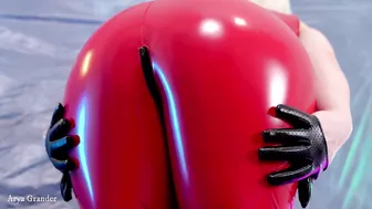 Hot PVC teasing, fetish beautiful video. Mistress Arya Grander in red vinyl clothing.