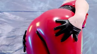 Hot PVC teasing, fetish beautiful video. Mistress Arya Grander in red vinyl clothing.