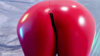 Hot PVC teasing, fetish beautiful video. Mistress Arya Grander in red vinyl clothing.