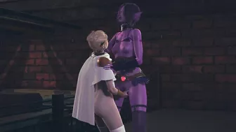 Light elf fingering dark elf's pussy