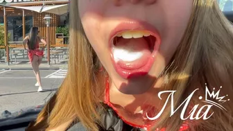 Cum in Mouth Blowjob at Public Parking! Mia ♡