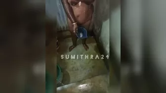 Tamil wife bathing