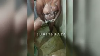 Tamil wife bathing