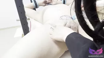 Korean Mistress Tattoo Slave Shaving.