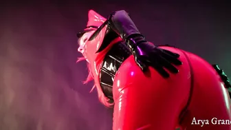 Red latex fetish video, catsuit rubber 4k