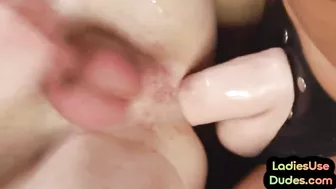 Strapon GF pegs and fingers BFs asshole