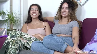 Lesbian Couple Play With a Double Dildo