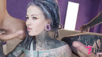 DOUBLE ANAL from tattoo girl ANUSKATZZ / DAP with swallow, gape, prolapse - punk - goth