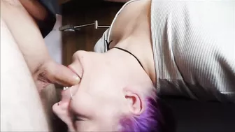 Slut getting deepthroat fucked till she Puke Vomit