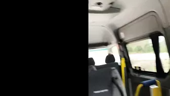 Almost got Caught Jerking off Husband's Cock on the Bus... but he still Cum