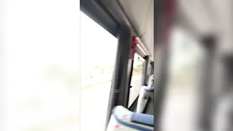 Almost got Caught Jerking off Husband's Cock on the Bus... but he still Cum