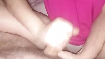 Quick handjob from tender wife