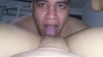 my pussy getting rough sucked and spitted at the motel by my precious brown eyes bull real cuckold