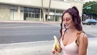 Banana deepthroating,flashing tits and smoking in public with Roman Gucci (full video on my OF)