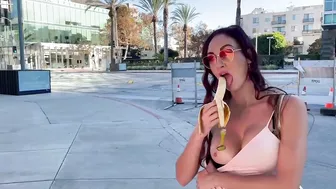 Banana deepthroating,flashing tits and smoking in public with Roman Gucci (full video on my OF)