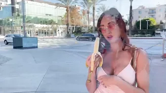 Banana deepthroating,flashing tits and smoking in public with Roman Gucci (full video on my OF)