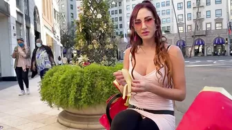 Banana deepthroating,flashing tits and smoking in public with Roman Gucci (full video on my OF)