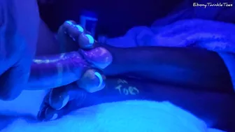 Black light feet fun with huge cumshot