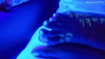 Black light feet fun with huge cumshot