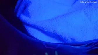 Black light feet fun with huge cumshot