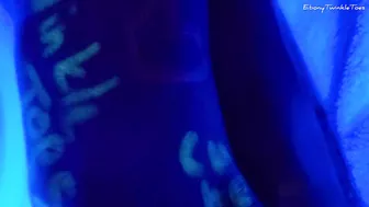 Black light feet fun with huge cumshot