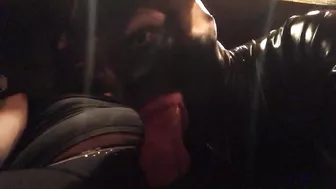 Latex masked Anal Fever devouring his master hot cock. Part 3