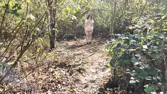 Naked BBW Sucks Dick Outside, Gets Cum on Tits and Fingered