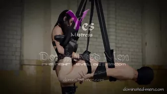 Suspension Fuck - The mistress has no mercy with his ass