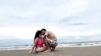 Fucking in public on the beach with hot Camila Vegas FULL ON RED