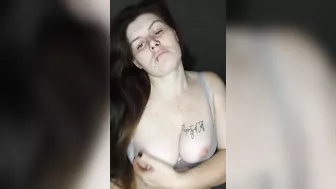 Shaking my tits and rubbing my big pierced nipples