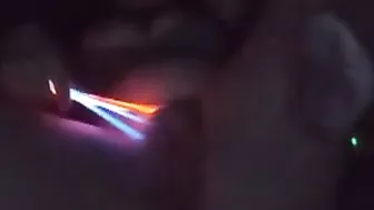 Fucking my mouth and pussy with glow sticks