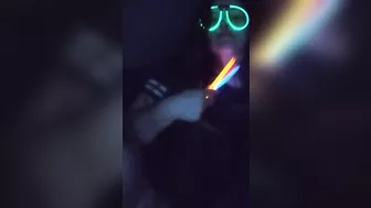 Fucking my mouth and pussy with glow sticks