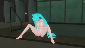 3D HENTAI Hatsune Miku took off her swimsuit and started touching herself