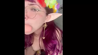 skinny elf plays with her dildo hidden | CLOSE UP