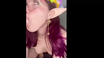 skinny elf plays with her dildo hidden | CLOSE UP