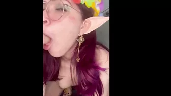 skinny elf plays with her dildo hidden | CLOSE UP