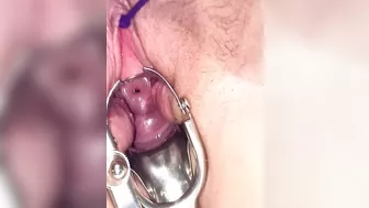 First time cervix play pee hole teasing with speculum