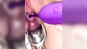 First time cervix play pee hole teasing with speculum