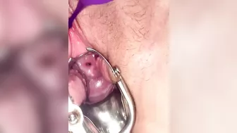 First time cervix play pee hole teasing with speculum