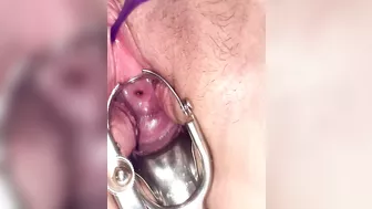 First time cervix play pee hole teasing with speculum