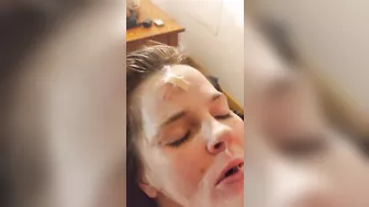 Skinny slut takes a SLOPPY FACIAL to pay rent