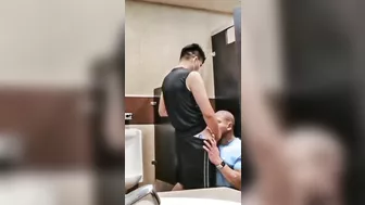 Sucking A Tasty Cock To A Sportsman In The Bathrooms Of The Restaurant #Cruising #Public