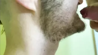 Gay sucks a guy up close. Jerk off and cum in mouth